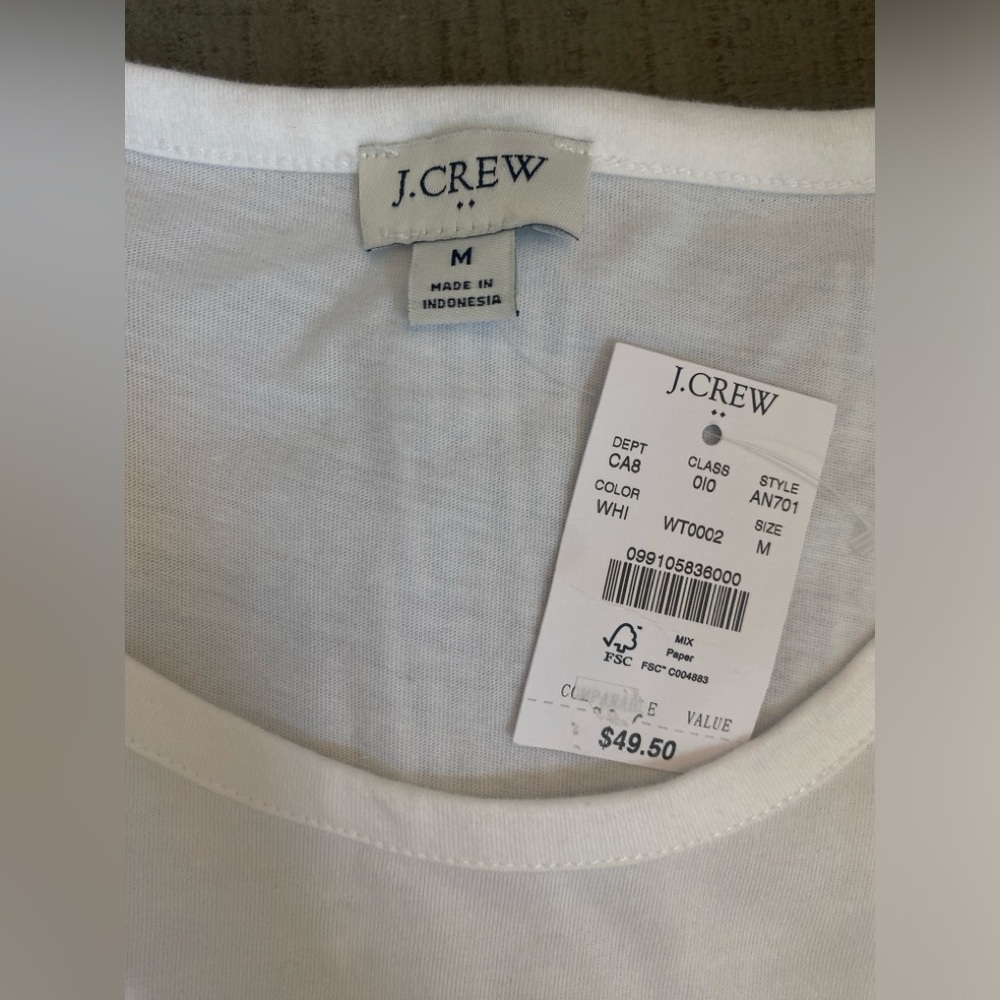 J Crew Blue and White Striped 100% Cotton Peplum T-shirt Tank Size Medium NWT - Picture 11 of 15